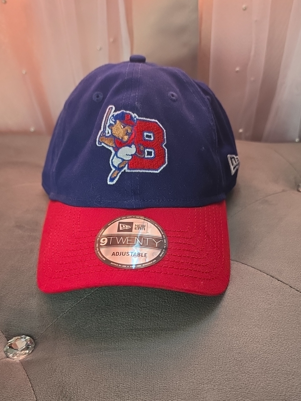 New Era Bison Navy and Red Baseball Cap with 'B' Mascot Patch